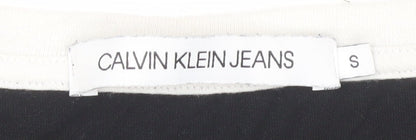 Womens UK Size S Calvin Klein Black Ringer T-Shirt