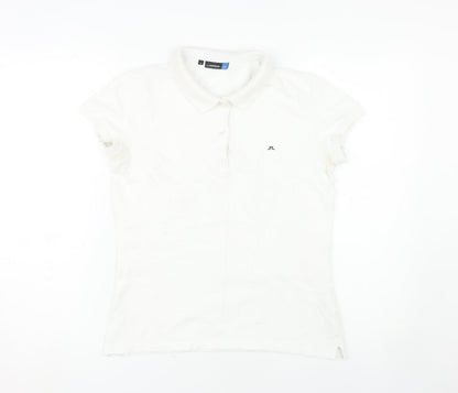 J.Lindeberg Women's White Polo Shirt, M, Cotton
