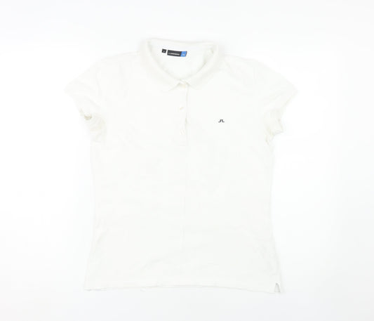 J.Lindeberg Women's White Polo Shirt, M, Cotton