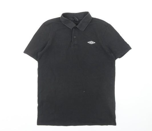 Umbro Men's Black Polo Shirt Medium