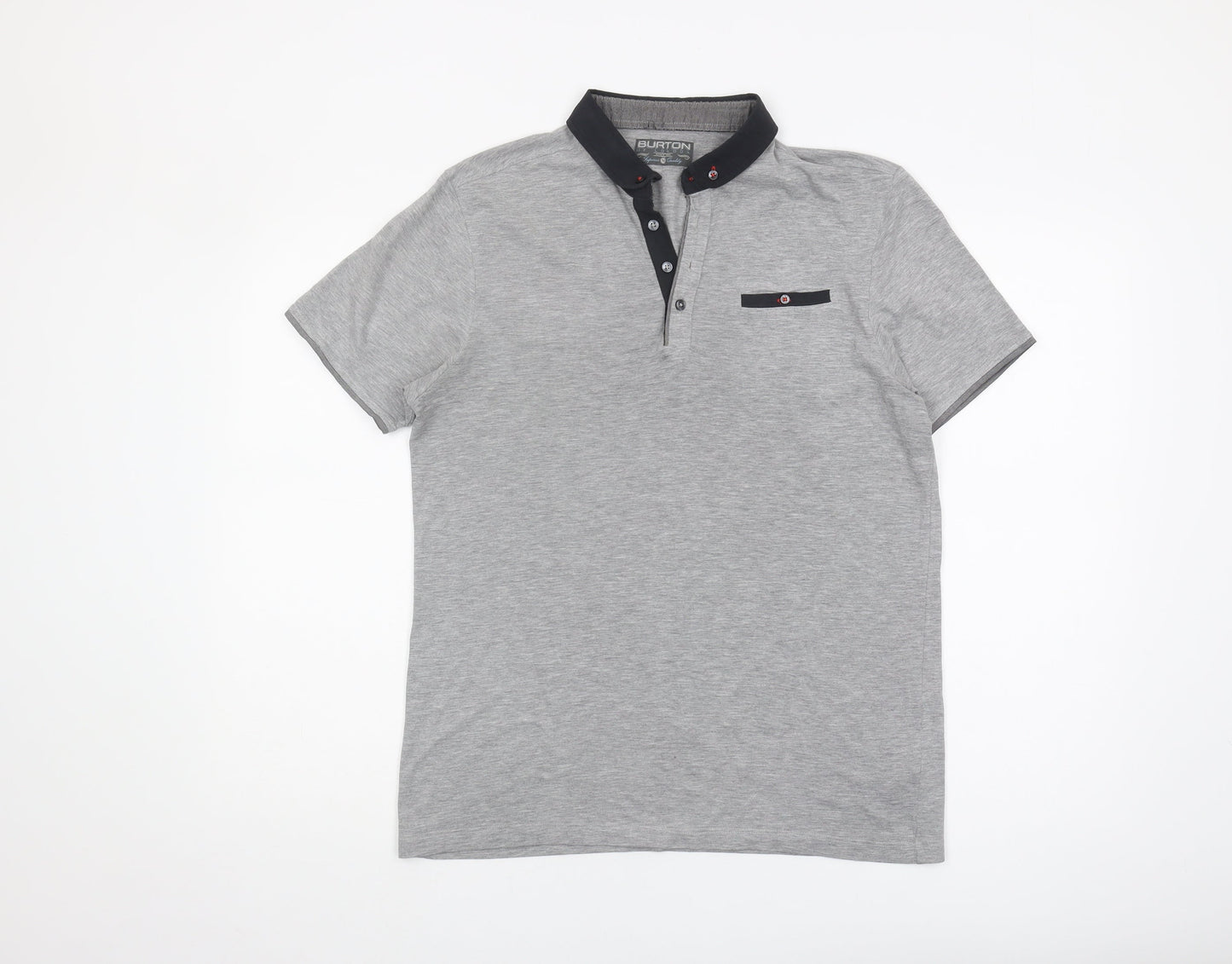 Burton Grey Men's Polo M Short Sleeve Button