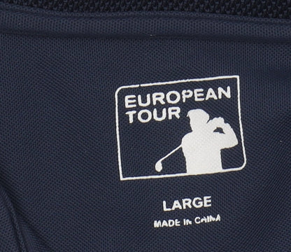 European Tour Men's Blue Polo Shirt Size L Golf Style