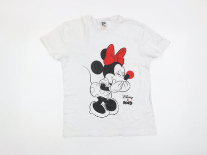 Womens UK Size XS Disney White Basic T-Shirt