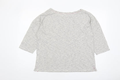 Boden Women's L Striped T-Shirt, 3/4 Sleeve, White
