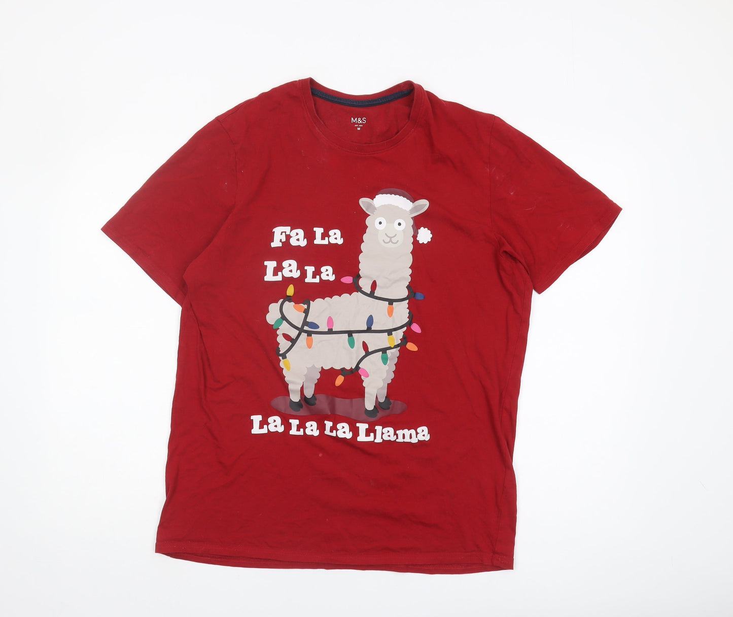 Marks and Spencer Red Medium Christmas T-Shirt for Men