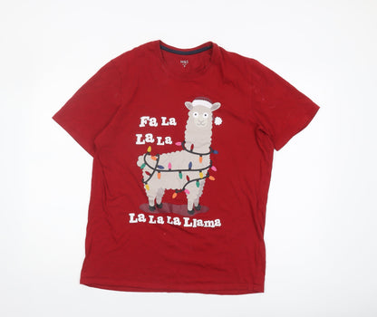 Marks and Spencer Red Medium Christmas T-Shirt for Men