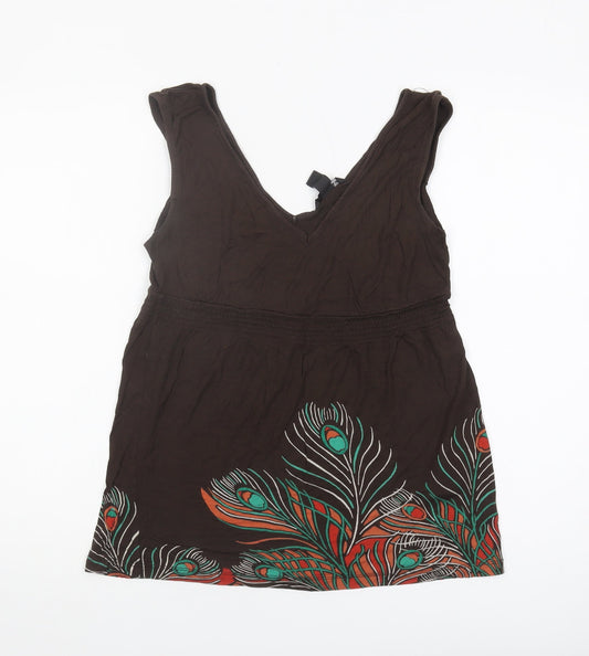 Womens UK Size XS H&M Brown Tunic Tank