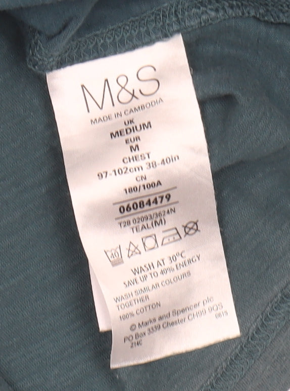 Marks and Spencer Men’s Teal Graphic Print T-Shirt M