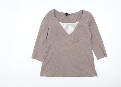 Womens UK Size M H&M Brown Wrap Blouse