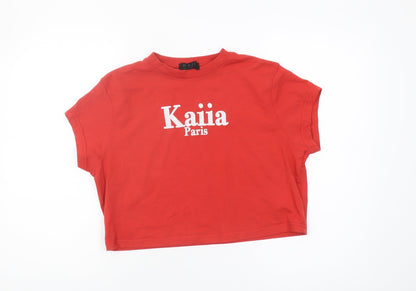 Kaiia Women's Red Cropped T-Shirt, Size 18