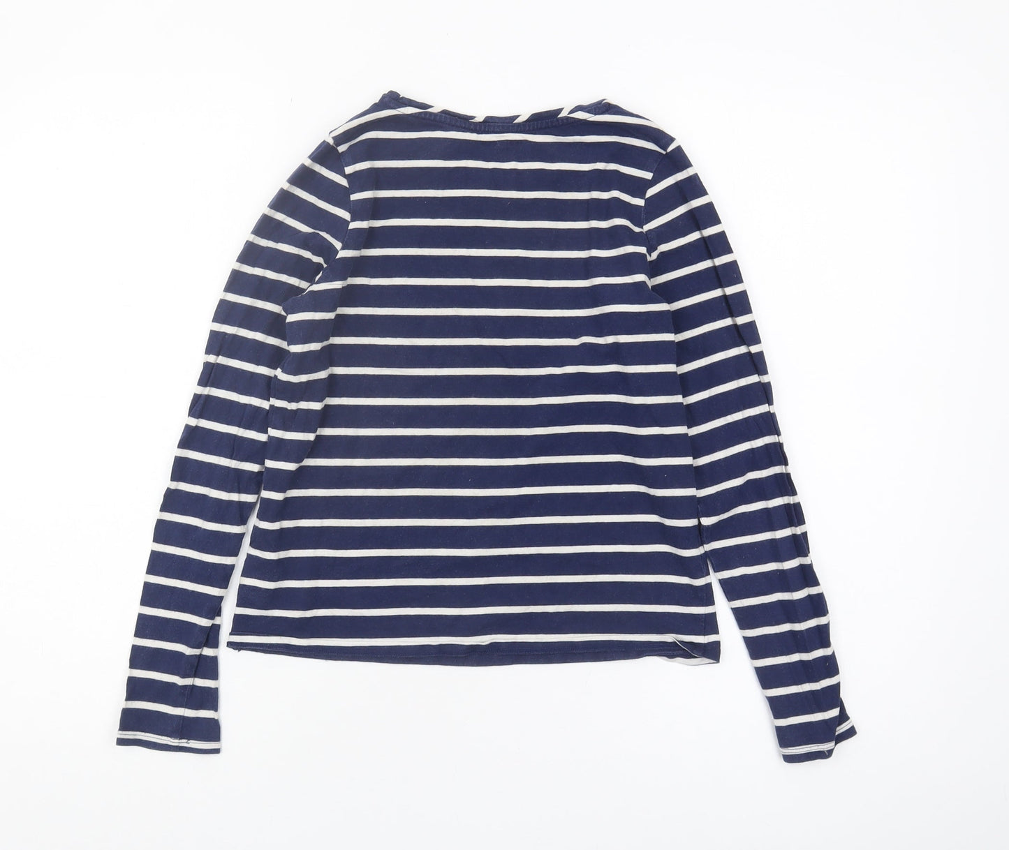 Lands' End Girls Blue Striped Long Sleeve T-Shirt L