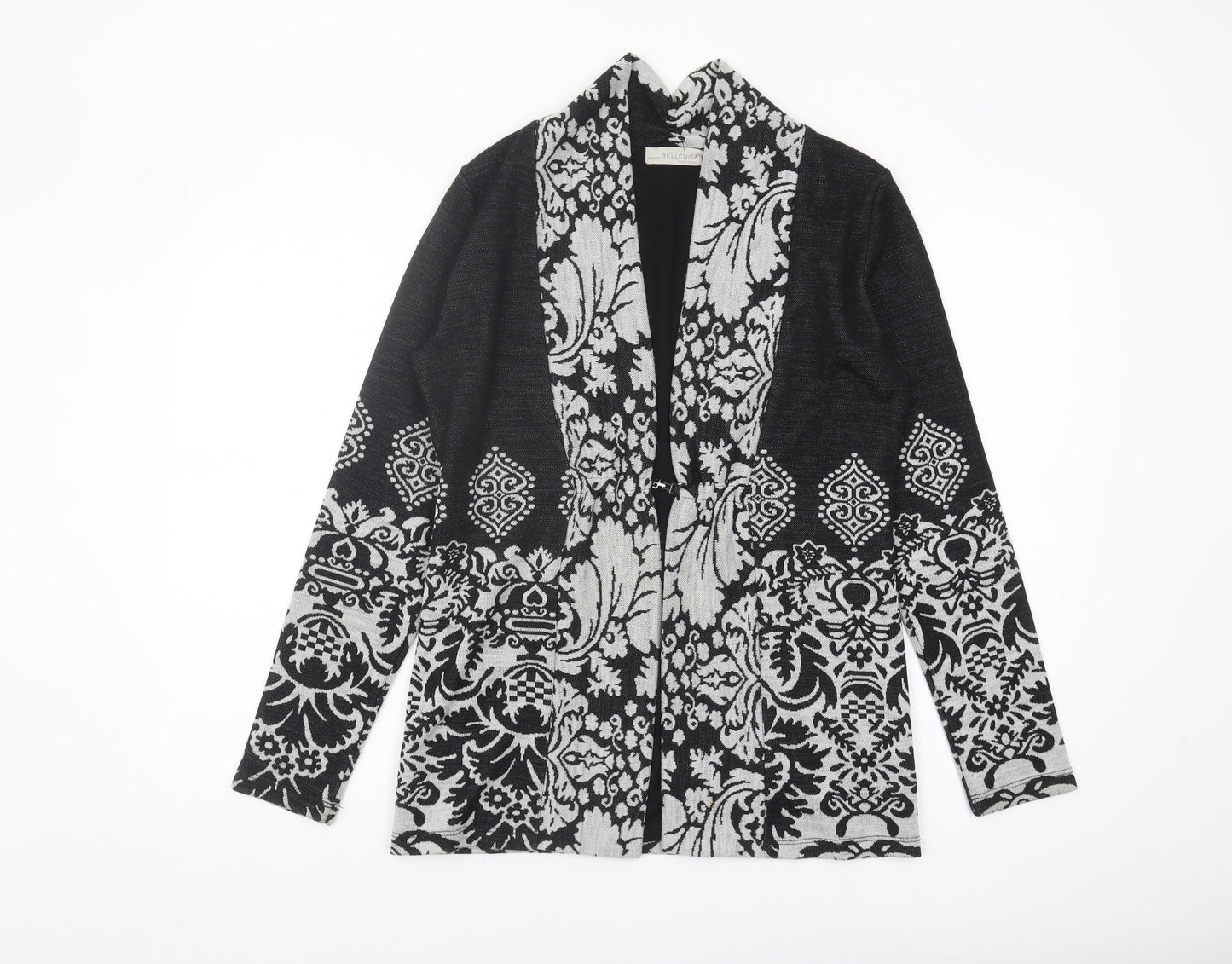 Bellenisa Women's Black Open Front Cardigan M Wool Blend
