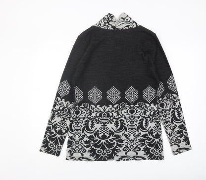 Bellenisa Women's Black Open Front Cardigan M Wool Blend