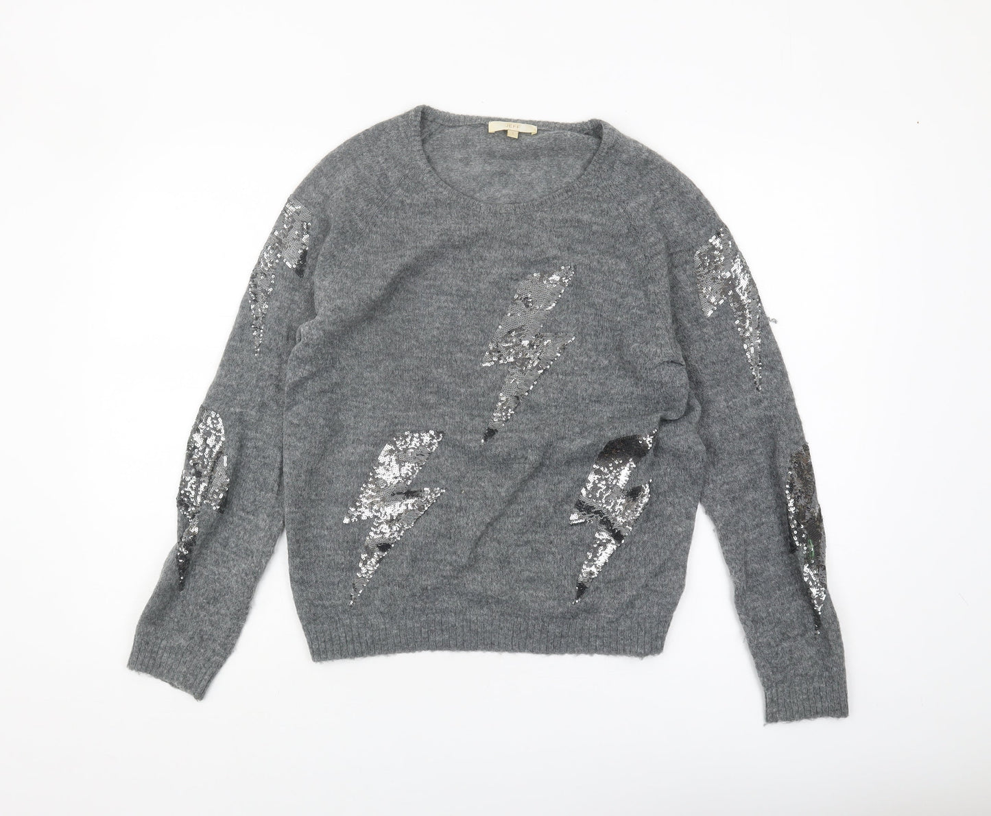 Jeff Women's Grey Sequin Pullover Jumper, Size 2
