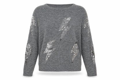 Jeff Women's Grey Sequin Pullover Jumper, Size 2