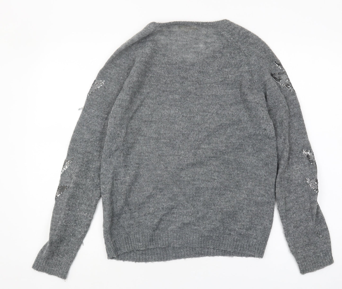 Jeff Women's Grey Sequin Pullover Jumper, Size 2