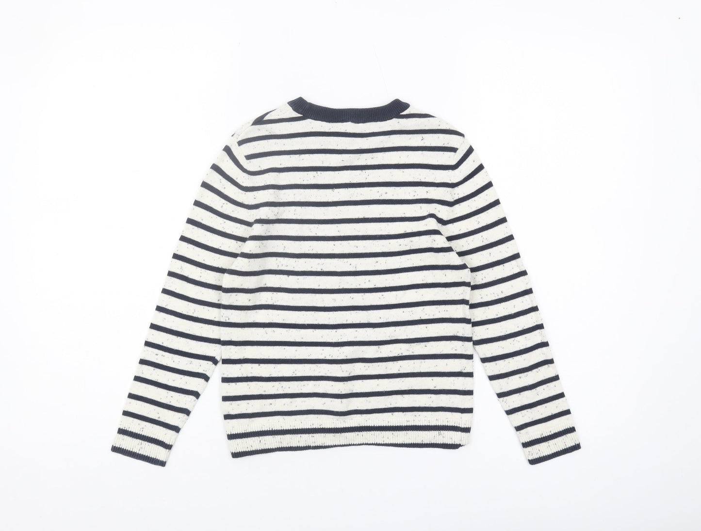 H&M Girls White Striped Knit Jumper 6-7 Years