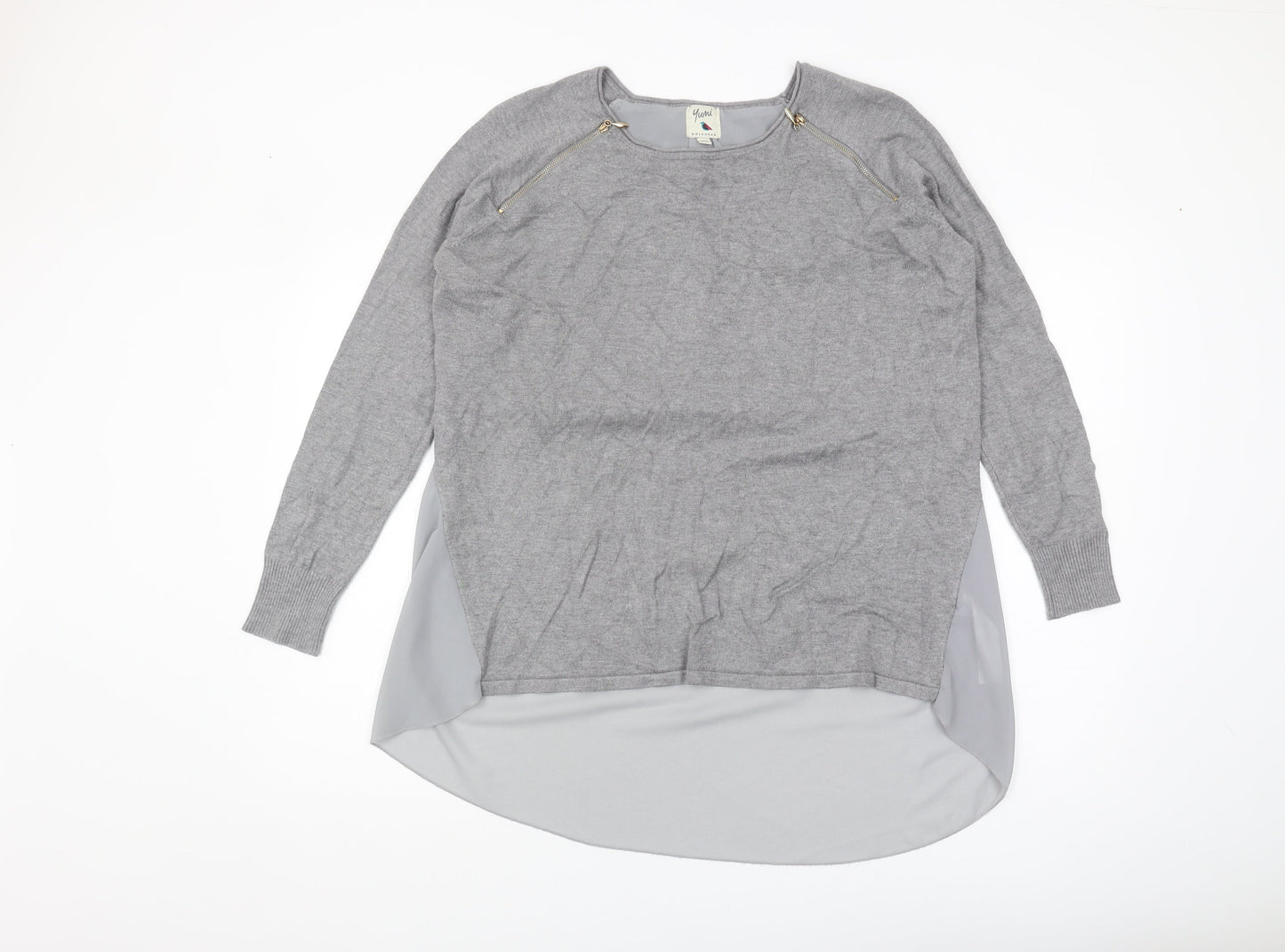 Womens UK Size M Yumi Grey Pullover Jumper