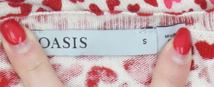 Womens UK Size S Oasis Red Pullover Jumper