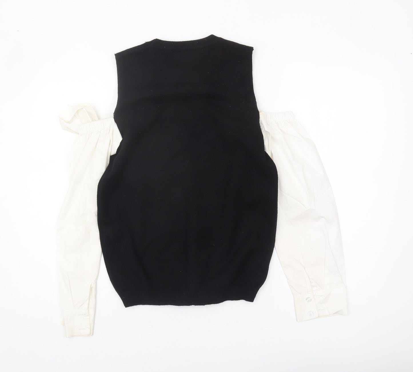 Jovonna Women's Black Knit Pullover - Bow Sleeveless S