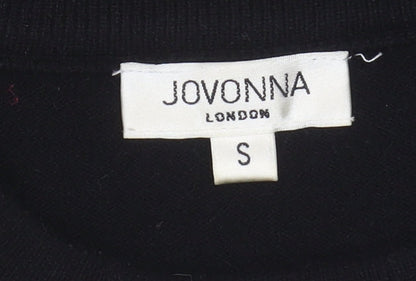 Jovonna Women's Black Knit Pullover - Bow Sleeveless S