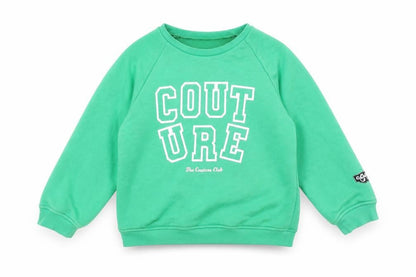 Front view of The Couture Club boys’ green pullover sweatshirt, 8-9 years, logo