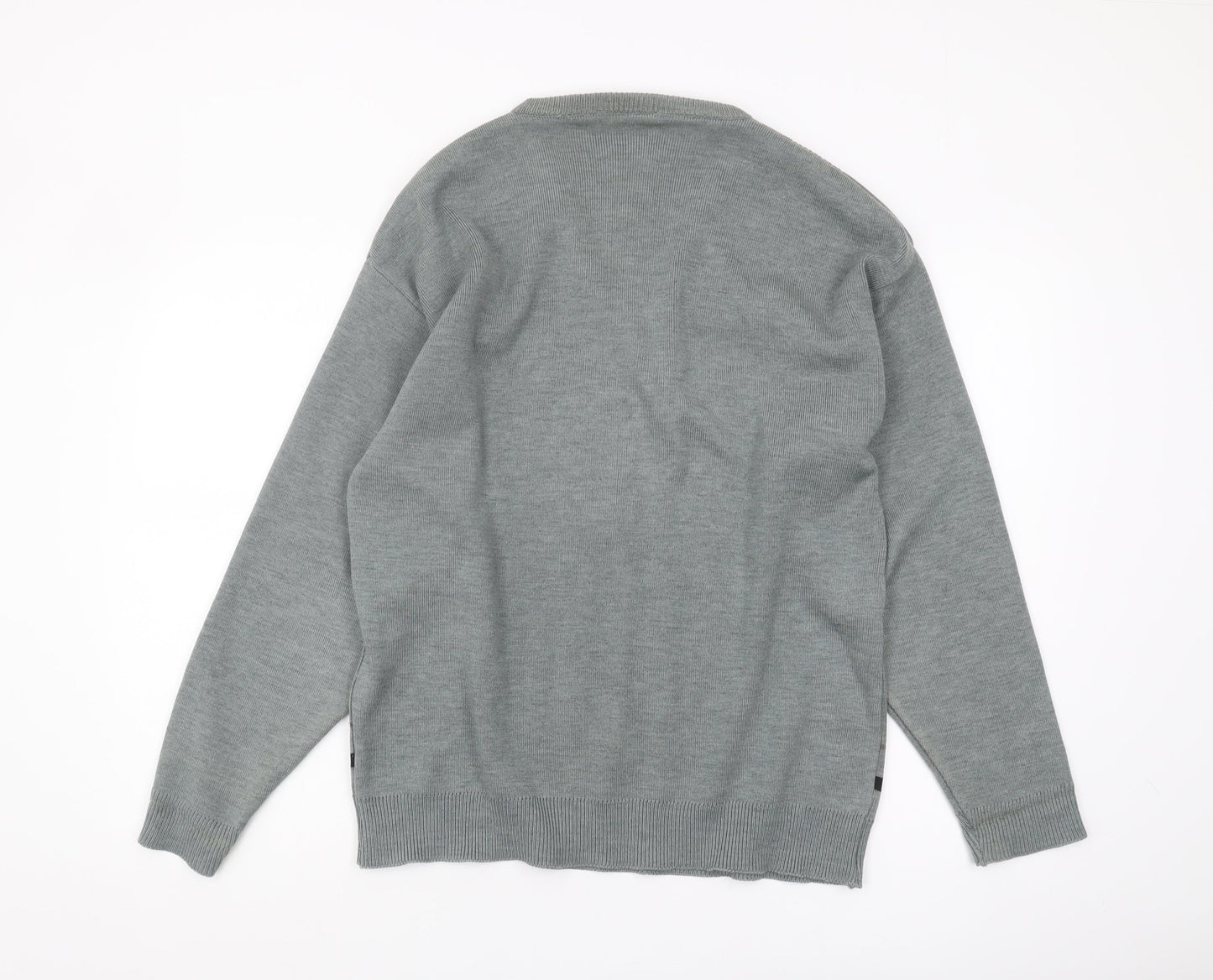 Oxford Men's Grey V-Neck Geometric Knit Jumper