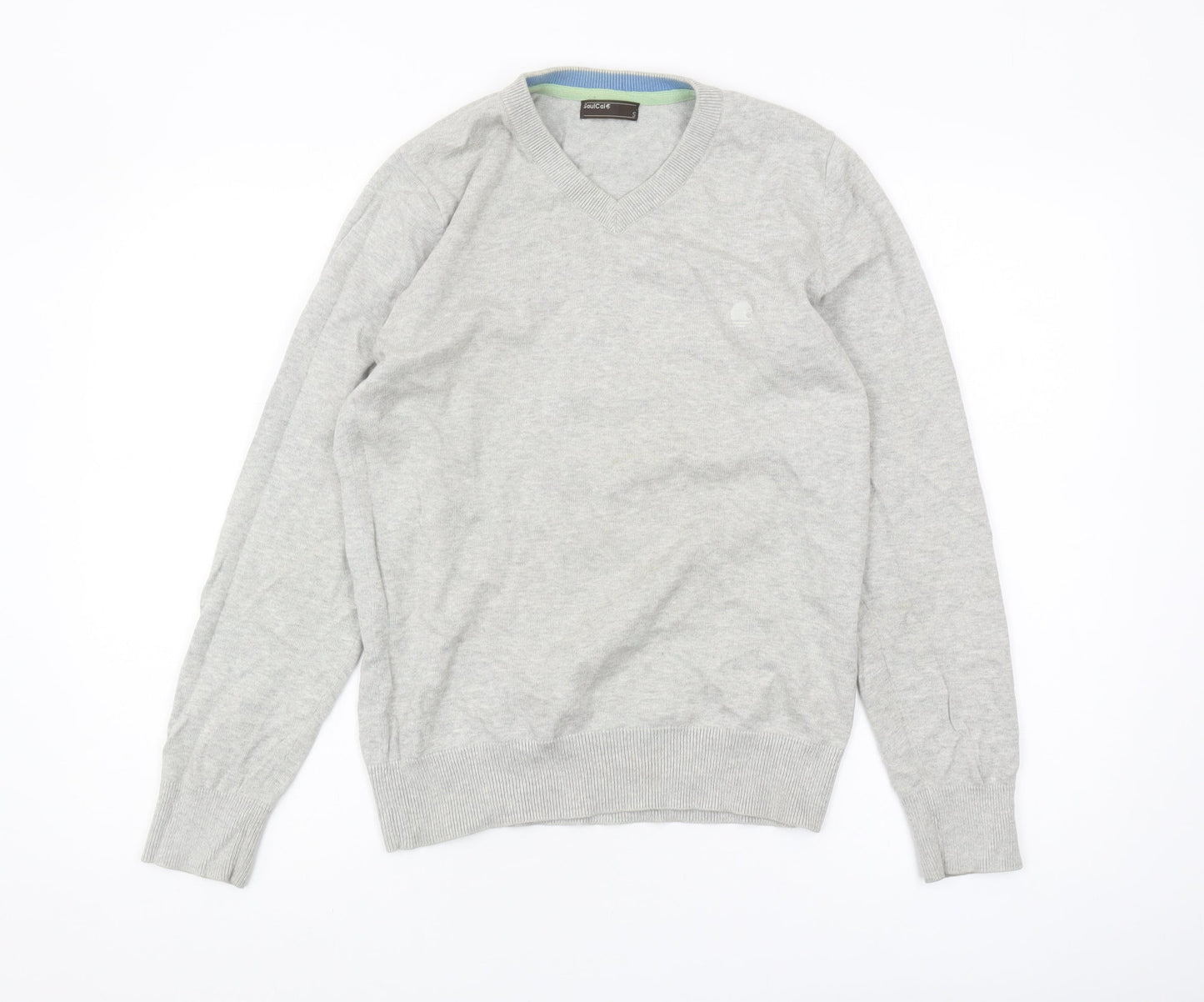 SoulCal Men's Grey V-Neck Pullover Jumper, Size S