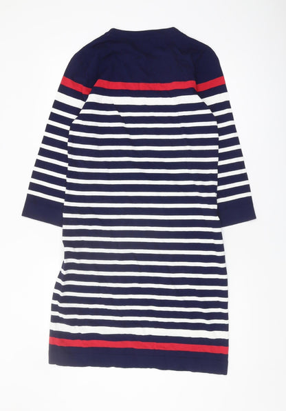 M&Co Women's Blue Striped Shift Dress Size 12