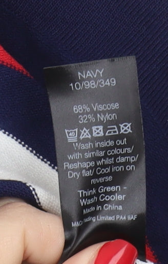 M&Co Women's Blue Striped Shift Dress Size 12