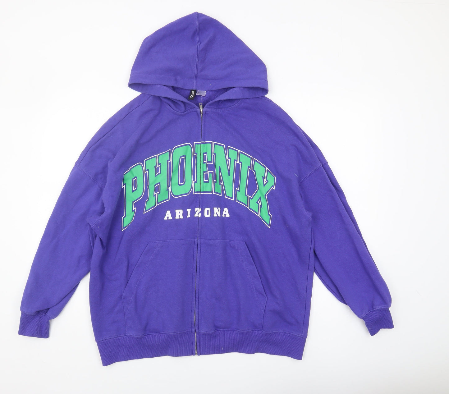H&M Unisex Purple Hoodie, Size 12, Logo, Casual Zip