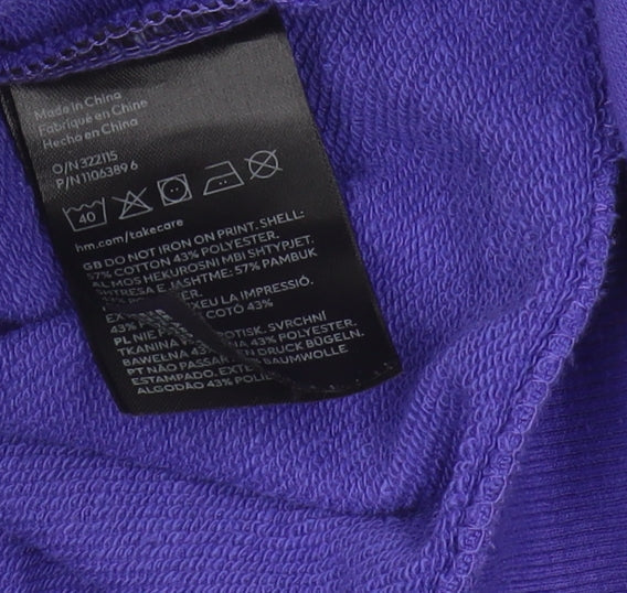 H&M Unisex Purple Hoodie, Size 12, Logo, Casual Zip