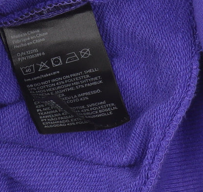 H&M Unisex Purple Hoodie, Size 12, Logo, Casual Zip