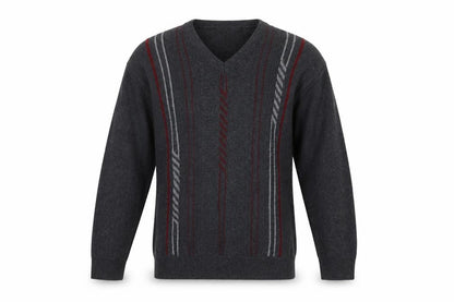 FOX LAND Men's Grey V-Neck Pullover Jumper L