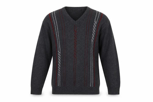 FOX LAND Men's Grey V-Neck Pullover Jumper L