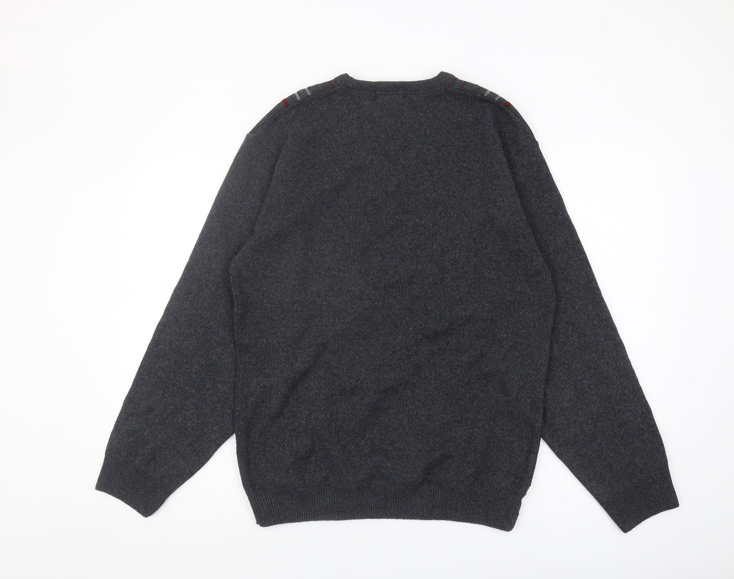 FOX LAND Men's Grey V-Neck Pullover Jumper L