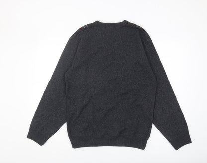 FOX LAND Men's Grey V-Neck Pullover Jumper L
