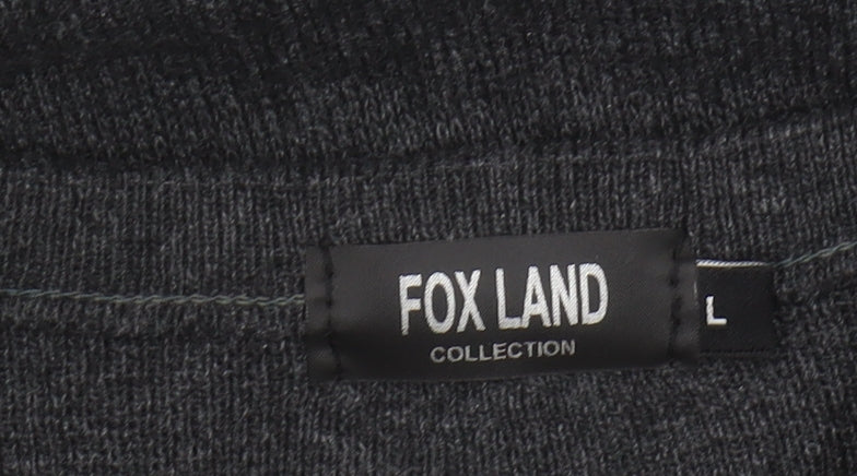 FOX LAND Men's Grey V-Neck Pullover Jumper L