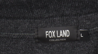 FOX LAND Men's Grey V-Neck Pullover Jumper L