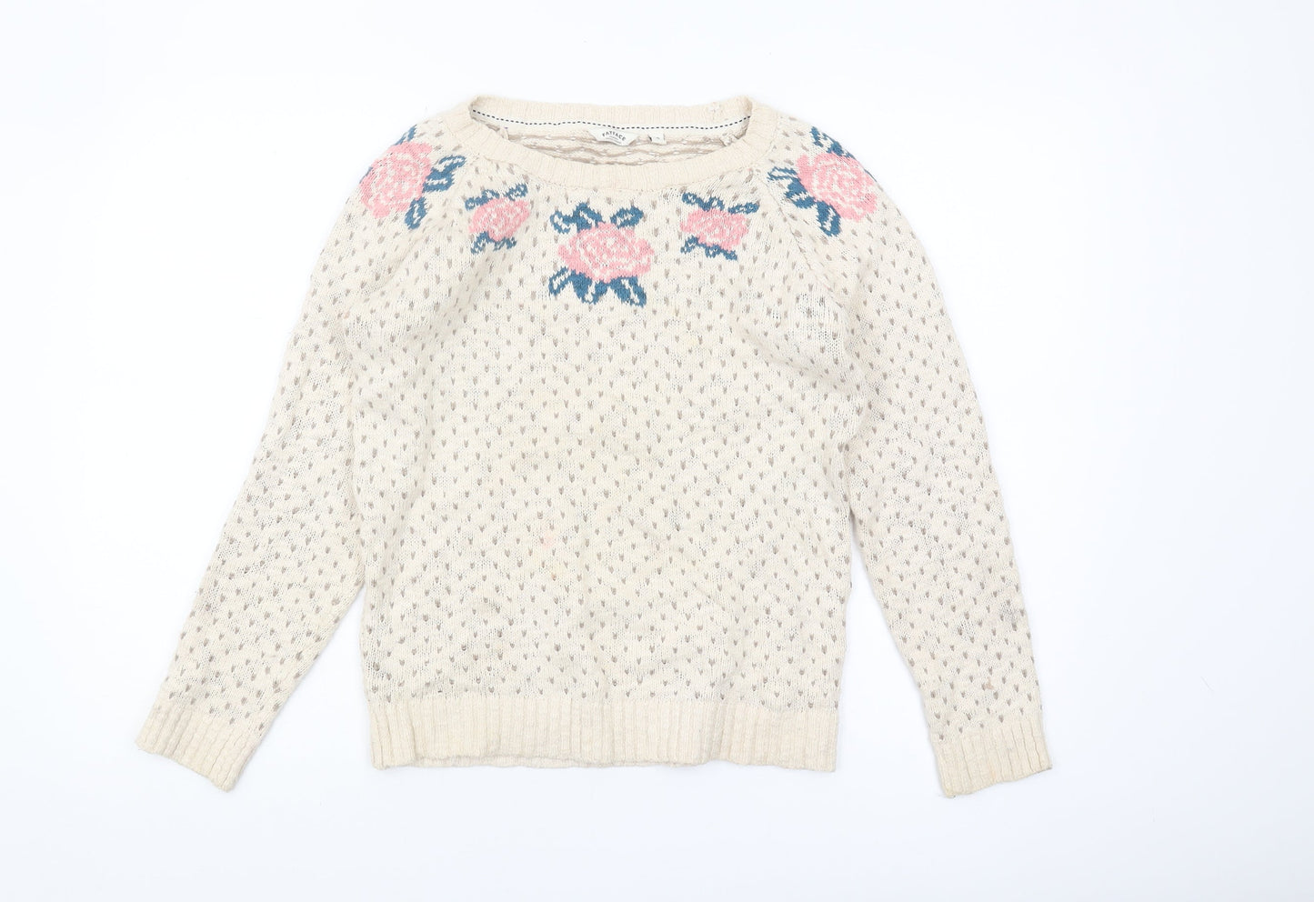 Womens UK Size 10 FatFace Ivory Pullover Jumper