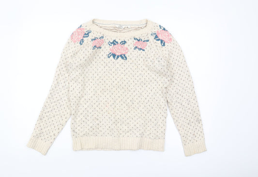 Womens UK Size 10 FatFace Ivory Pullover Jumper