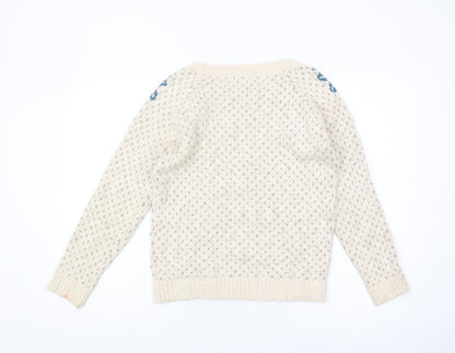 Womens UK Size 10 FatFace Ivory Pullover Jumper