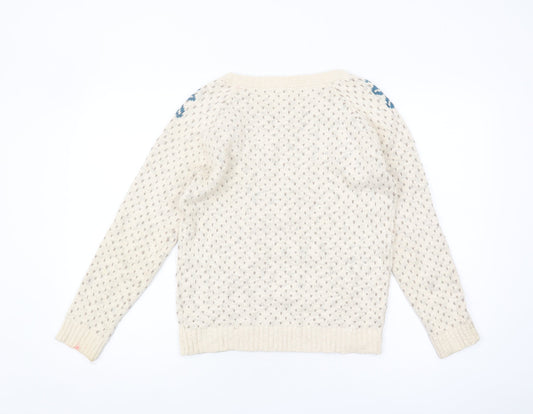 Womens UK Size 10 FatFace Ivory Pullover Jumper