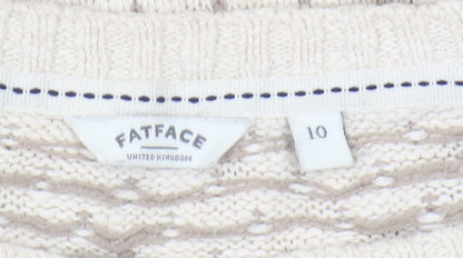Womens UK Size 10 FatFace Ivory Pullover Jumper