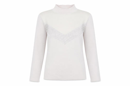 Reiss Women's Ivory Sequin Mock Neck Jumper XS