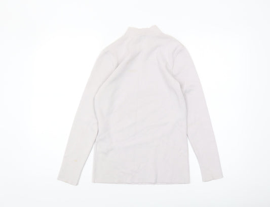 Reiss Women's Ivory Sequin Mock Neck Jumper XS