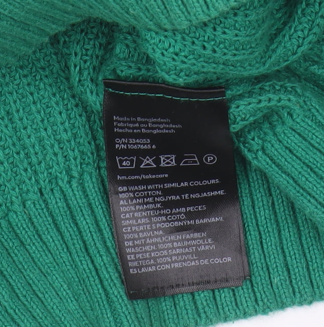 H&M Girls Green Pullover Jumper V-Neck Size 18