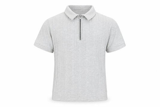 Next Boys Grey Zip Polo Jumper, 8 Years