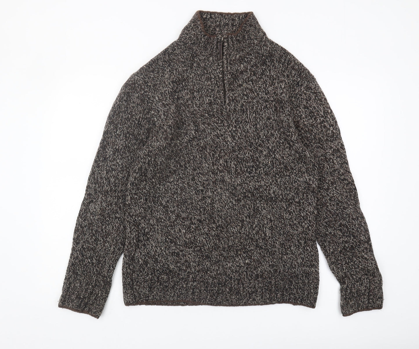 Lee Cooper Men's Brown Wool Full Zip Jumper, S