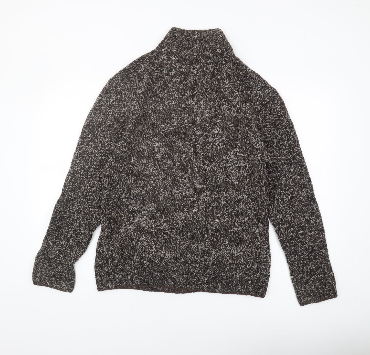 Lee Cooper Men's Brown Wool Full Zip Jumper, S